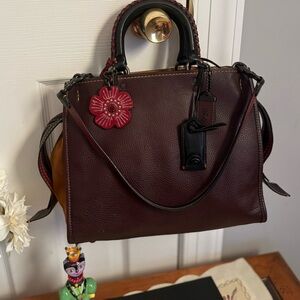 Coach Rogue 30 Whipstitched in Oxblood — no charm included